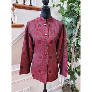 Jennifer Moore Women Marron Polyester Long Sleeve Buttons Front Jacket Size 10